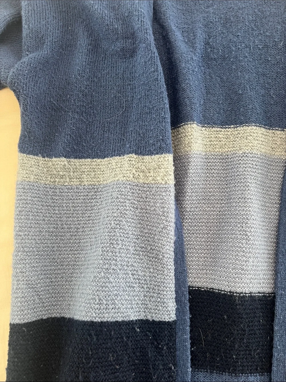 Cozy Open-Front Blue Stripe Long Cardigan Sweater